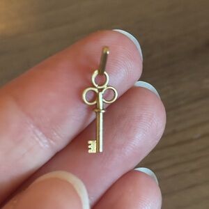 Adorable Tiny 14k Gold key Charm